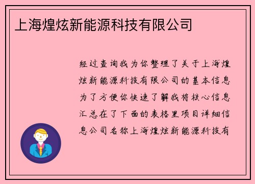 上海煌炫新能源科技有限公司